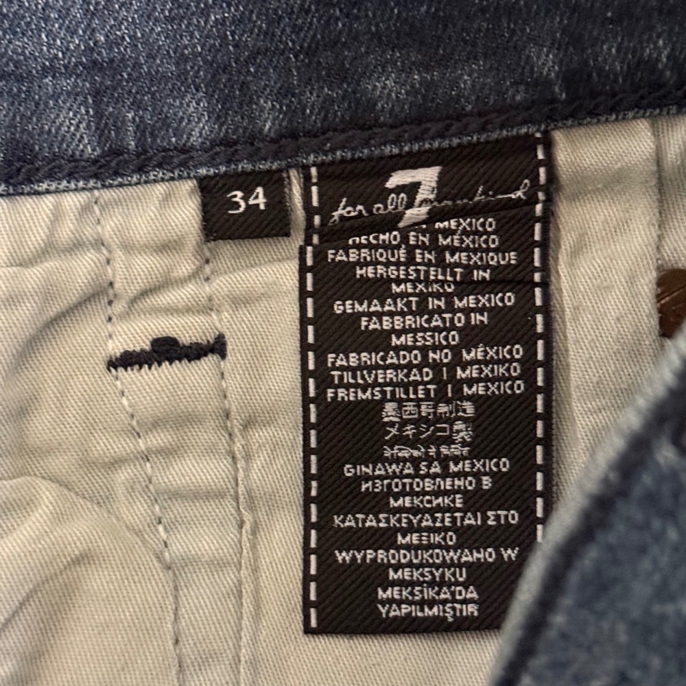 7 For All Mankind Slimmy Slim Fit Jeans Mens 34 Medium Wash Denim Stretch - Picture 6 of 8